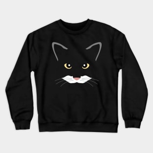 Black Cat Face Silhouette Crewneck Sweatshirt